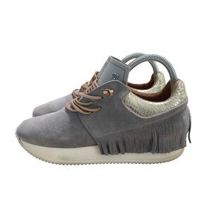 ESSEUTESSE Fringe Silver Leather Sneakers Shoes Made in Italy Womens 36 6 US